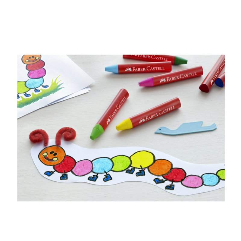 Faber-Castell craies de couleur triangulaires jumbo, 24 pièces, étui refermable